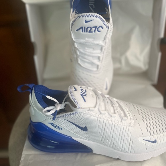 Nike Air Max 270 White Blue Sneakers Size 12